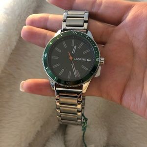 BRAND NEW‼️ Men’s Silver and Green Lacoste Watch